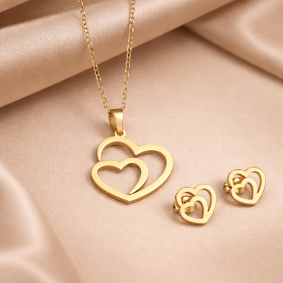 Essence Pure Connection – Conjunto Colar e Brincos Coração Duplo