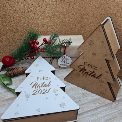 Caixa Árvore de Natal em mdf cru ou branco
