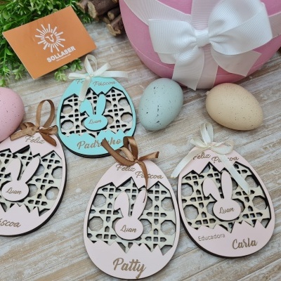 Pendente Ovo rendilhado com casca por fora