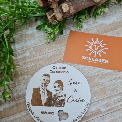 Lembrança Casamento - Fotogravação círcular