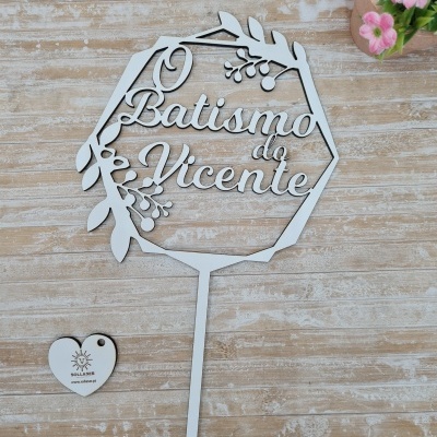 Topo de Bolo: "O batismo do(a) (Nome)"