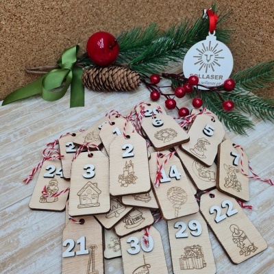 Calendário do advento em etiquetas