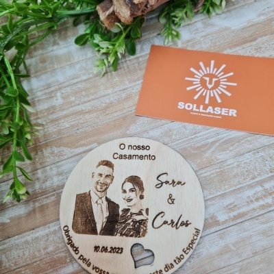 Lembrança Casamento - Fotogravação círcular