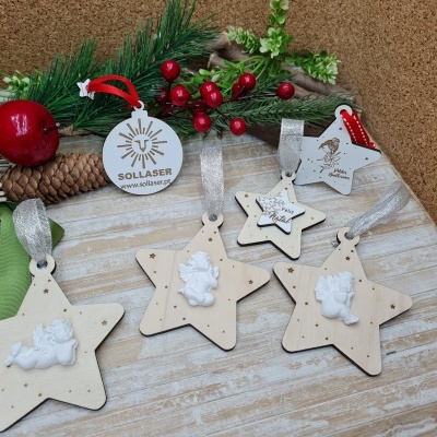 Estrelas com anjo em pó cerâmico perfumado