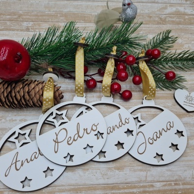 Bolas Estrela  ou Flocos de Neve com o Nome