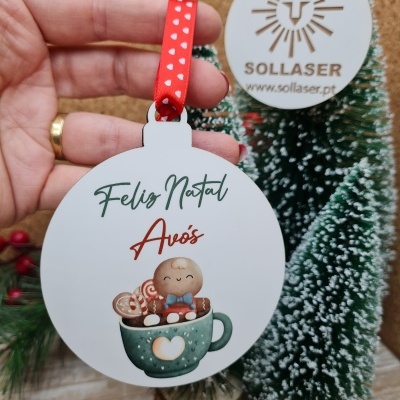 Bola de Natal- Chávena de chocolate quente