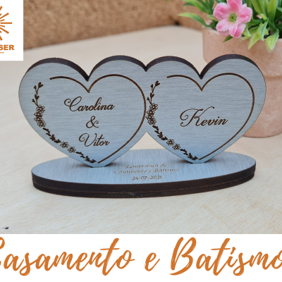 Lembrança: Coração Duplo -  Casamento e Batismo