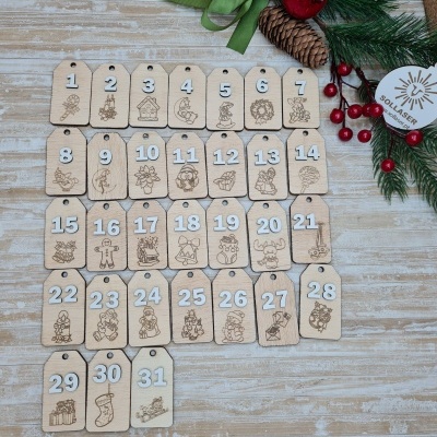 Calendário do advento em etiquetas