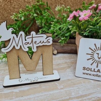 Lembrança com a Inicial do Nome e Pomba