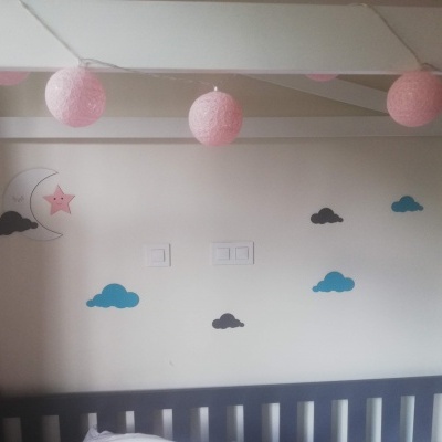 Decoração nuvens, estrelas e luas