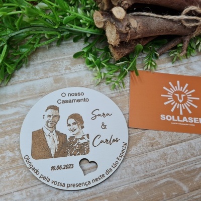 Lembrança Casamento - Fotogravação círcular