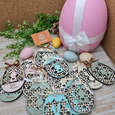 Pendente Ovo rendilhado com casca por fora