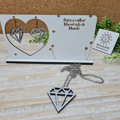 Suporte com Brincos e Colar "Diamante"