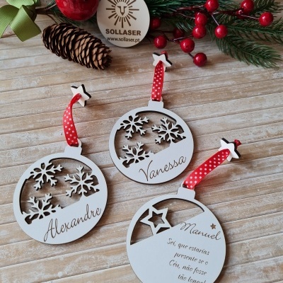 Bolas Estrela  ou Flocos de Neve com o Nome