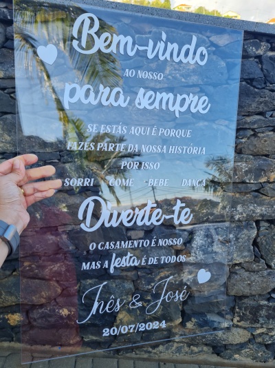 Placa de boas vindas em acrílico transparente...