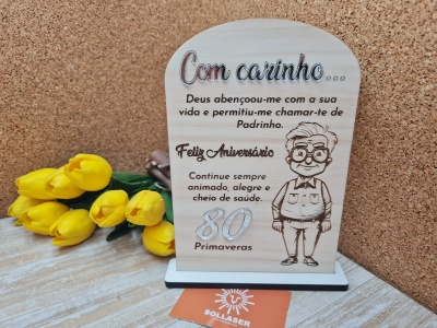 Placa de aniversariante com apontamentos em acrílico