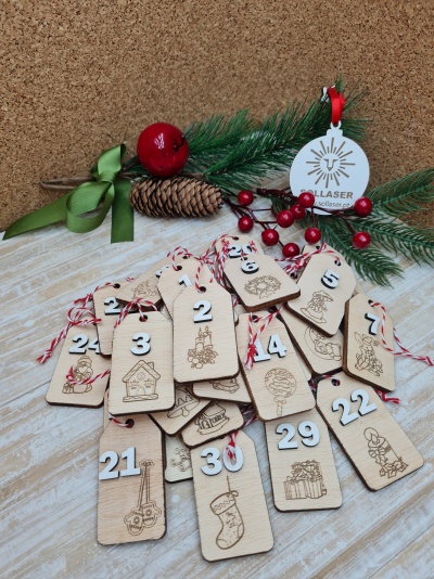 Calendário do advento em etiquetas