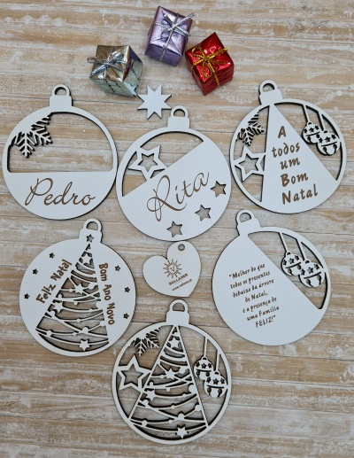 Conjunto de 6 bolas de Natal personalizáveis