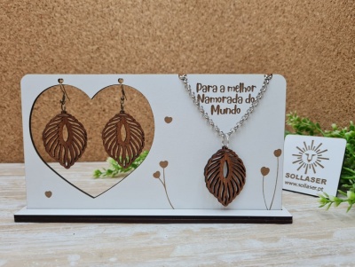 Suporte com Brincos e Colar "Pena"