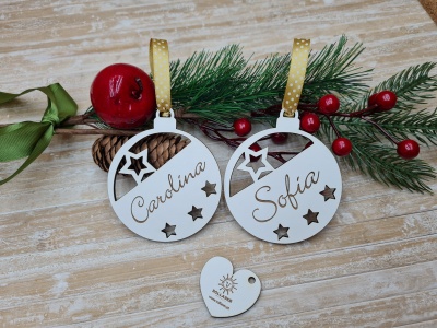 Bolas Estrela  ou Flocos de Neve com o Nome