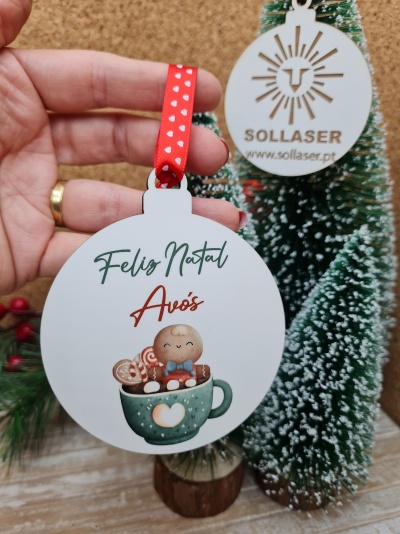 Bola de Natal- Chávena de chocolate quente