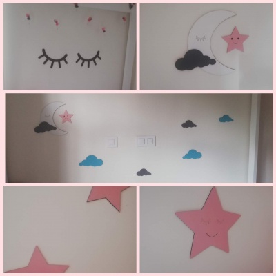 Decoração nuvens, estrelas e luas