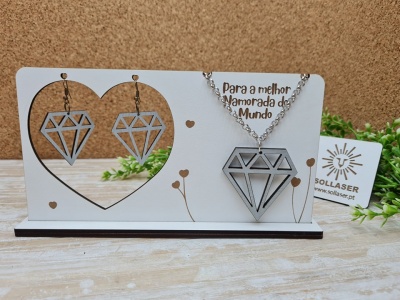 Suporte com Brincos e Colar  "Diamante"