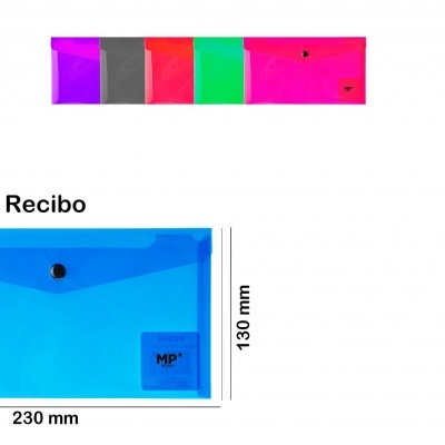 Pasta tamanho recibo c/botão transparente -PC015