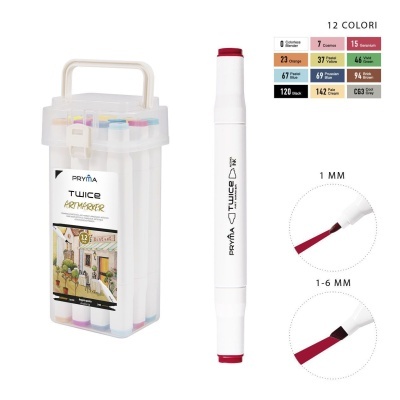 Marcador dupla ponta 12PCS