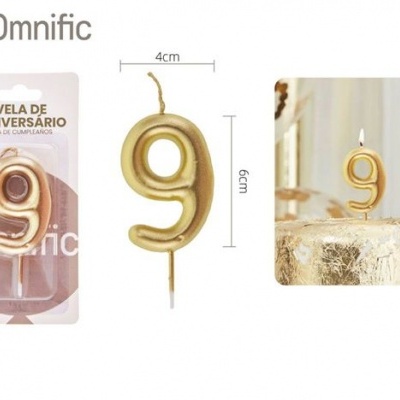 Vela de Número - Dourada - 9