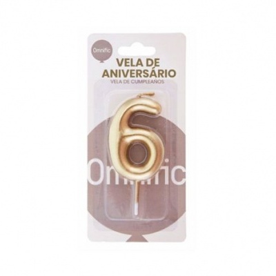 Vela de Número - Dourada - 6