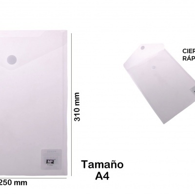 Pasta A4 c/velcro transparente -PC022