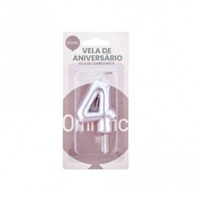 Vela de Número - Prateada - 4