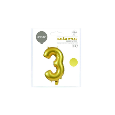 Balão de Número - Dourada - 3