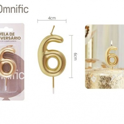 Vela de Número - Dourada - 6