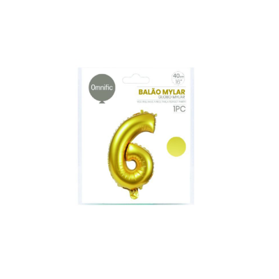 Balão de Número - Dourada - 6