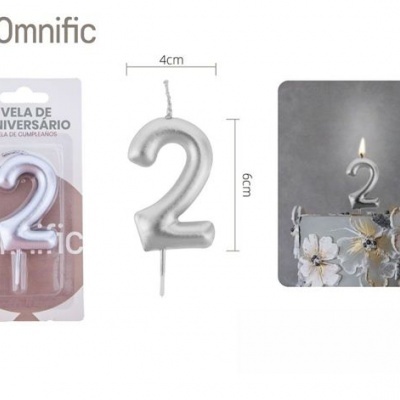 Vela de Número - Prateada - 2