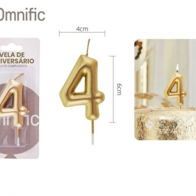 Vela de Número - Dourada - 4