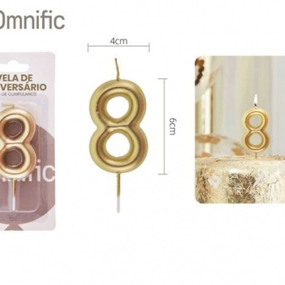 Vela de Número - Dourada - 8