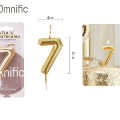 Vela de Número - Dourada - 7