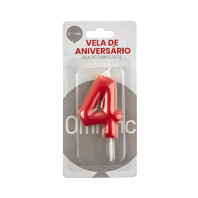 Vela de Número - Vermelha - 4