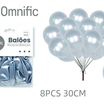 Balão Prateado 30cm 8PCS - 312453