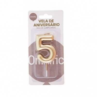 Vela de Número - Dourada - 5