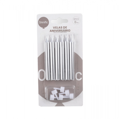 Vela de aniversário prateada 6PCS - 433165
