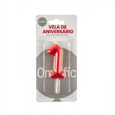 Vela de Número - Vermelha - 1