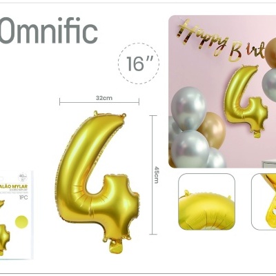 Balão de Número - Dourada - 4