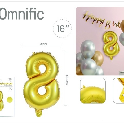 Balão de Número - Dourada - 8