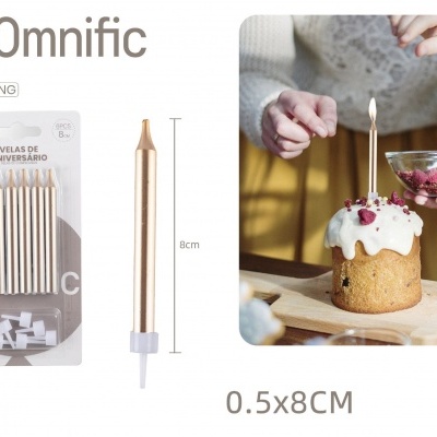Vela de aniversário dourada 6PCS - 433165