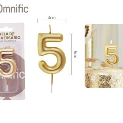 Vela de Número - Dourada - 5