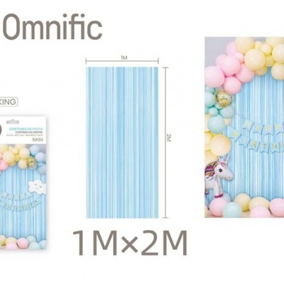 Cortina decorativa macaron azul - 456058